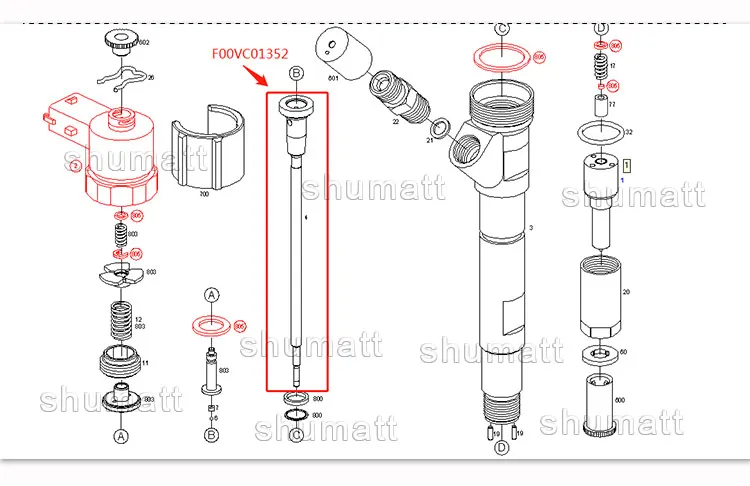 Shumat F00VC01352 Управление процедура установки ниппеля F00V C01 352 Дизель клапан комплект FOOV CO1 352 Для инжектора топлива коллектора системы впрыска топлива 0445 110 278