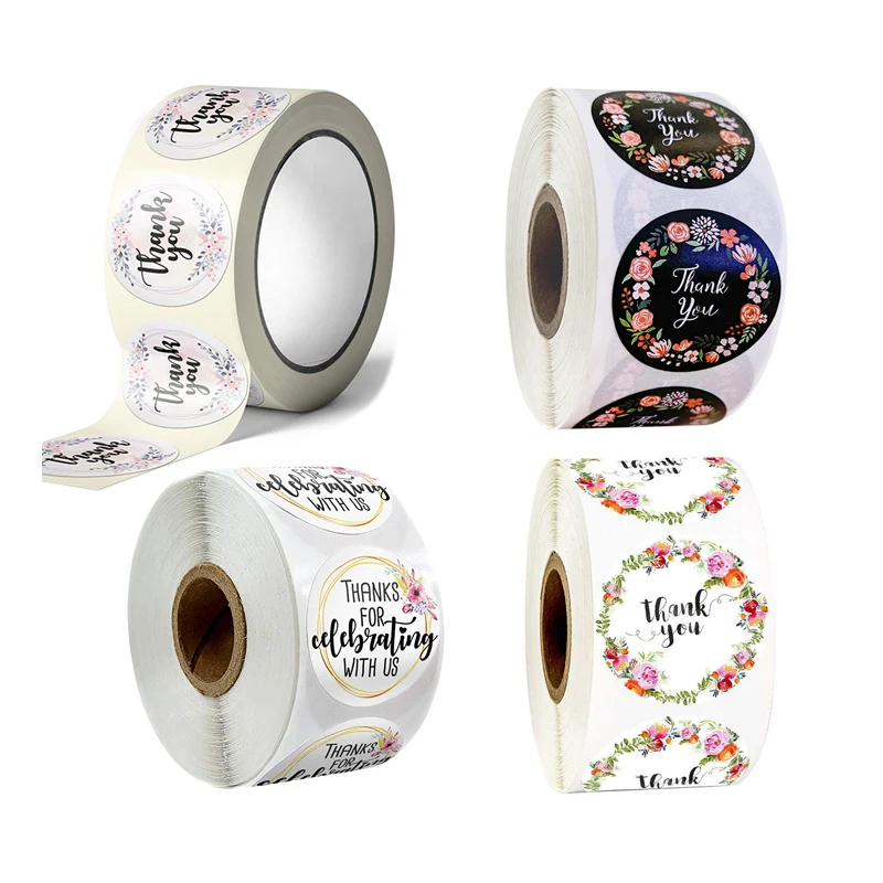 500pcs Thank you Stickers for Gift Package Sealing Sticker for Cake Festival Birthday Decoration Adhesive Thank You Labels