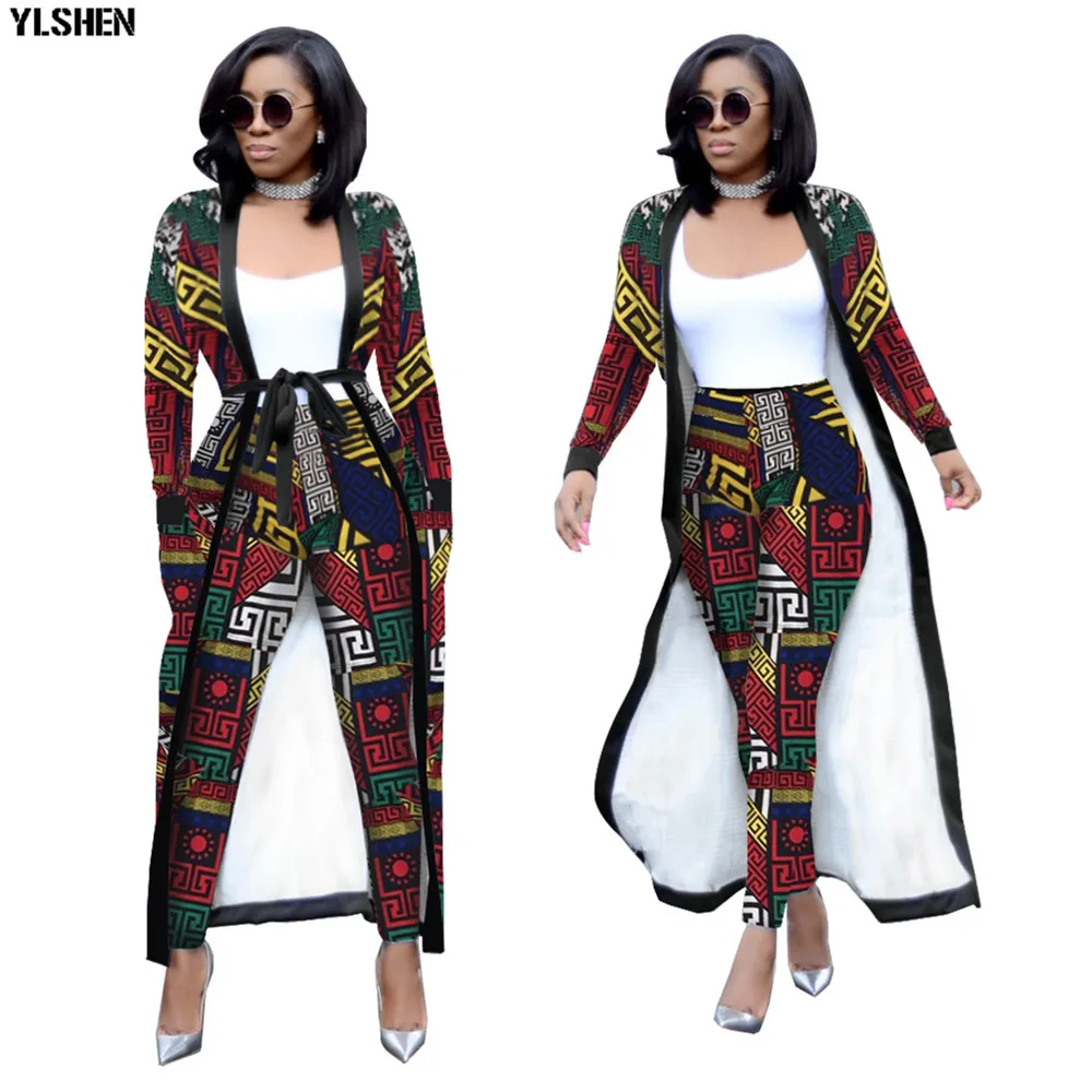 Print African Dresses for Women 2 Piece Set Dashiki Plus Size African Clothes Africa Clothing Pants Suit Bazin Robe Africaine 36