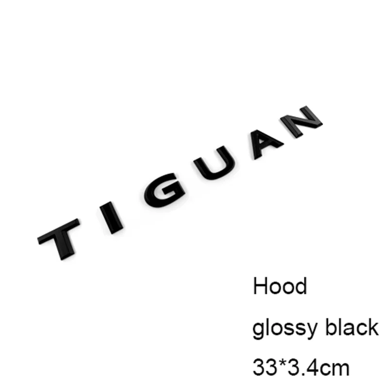 3D буквы, эмблема для TIGUAN TIGUANL, автомобильный Стайлинг, переоборудование, средний капот, логотип багажника, значок, наклейка, хром, матовый, глянцевый, черный - Цвет: Glossy TIGUAN Hood
