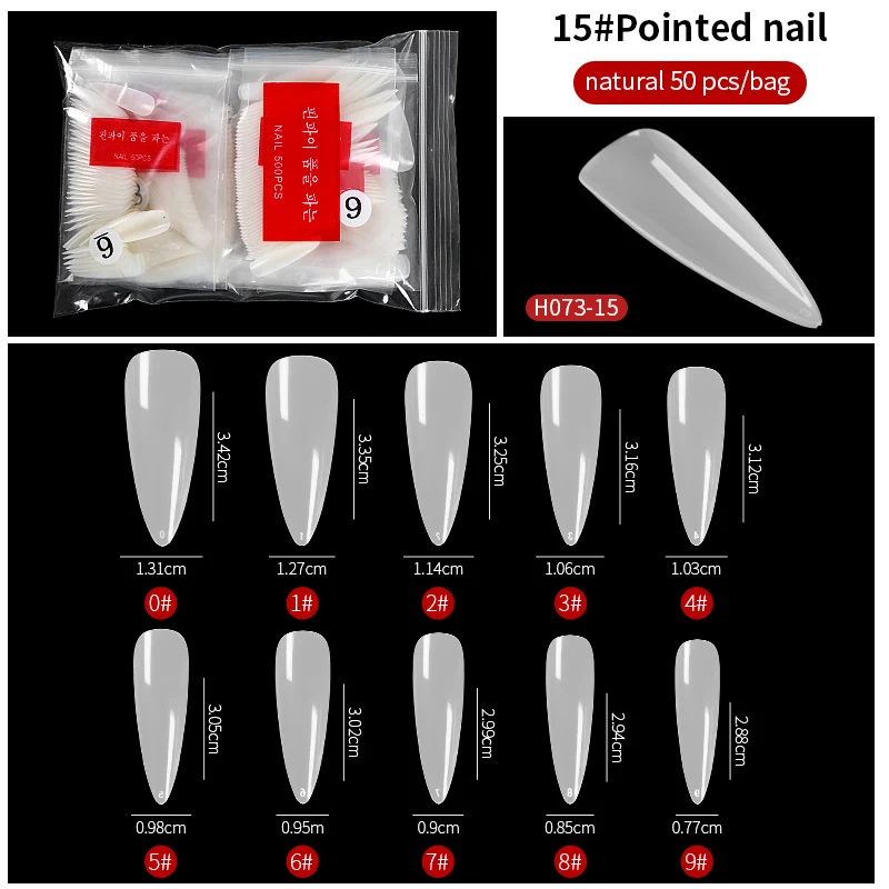 PINPAI 500 pcs Long Coffin Stiletto French unghie finte Clear Half Full Cover artificiale False Nail Art Tips Capsule per l'estensione