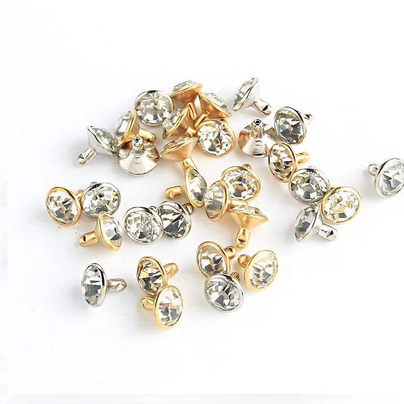 100Set Superflash Gold Silver Rhinestone Crystal Tube Rivets DIY Craft Garment Bag Leather Decor Sewing Glass Drill Nail | Дом и сад