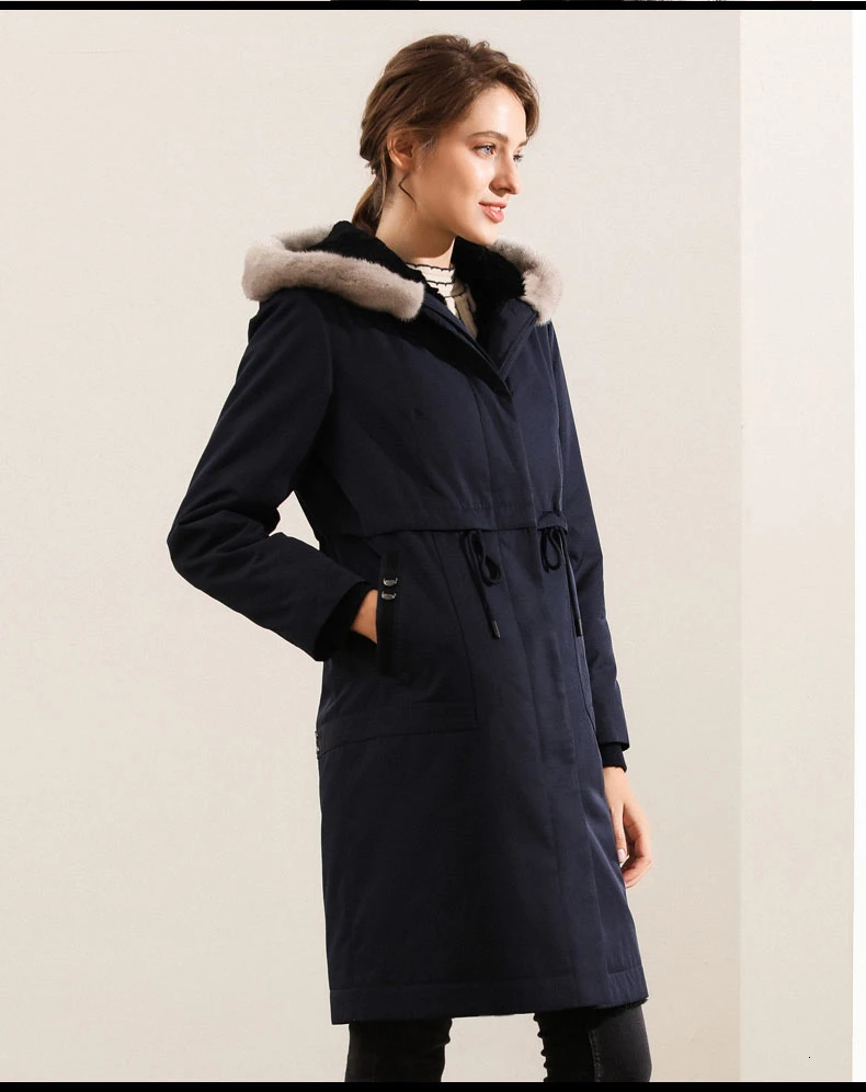 Зимняя куртка женская длинная парка пальто с натуральным мехом большой воротник из меха енота Толстая парка с натуральным кроличьим мехом с капюшоном размера плюс XXXL
