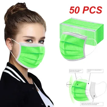 

50PCS Aadult Mask Disposable Nonwove 3 Layer Ply Filter Mask mouth Face mask filter safe Breathable Protective masks In Stock