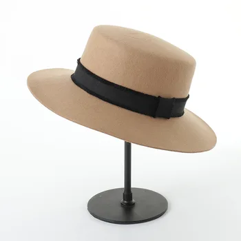 

202001-HH8106 British Style wool solid fedoras cap men women leisure hat