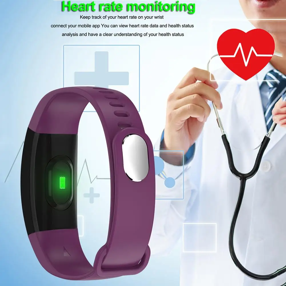 F64HR 0,96 дюймов Смарт-браслет подсчет шагов мониторинг сердечного ритма мониторинг кислорода в крови информация толкающий шагомер