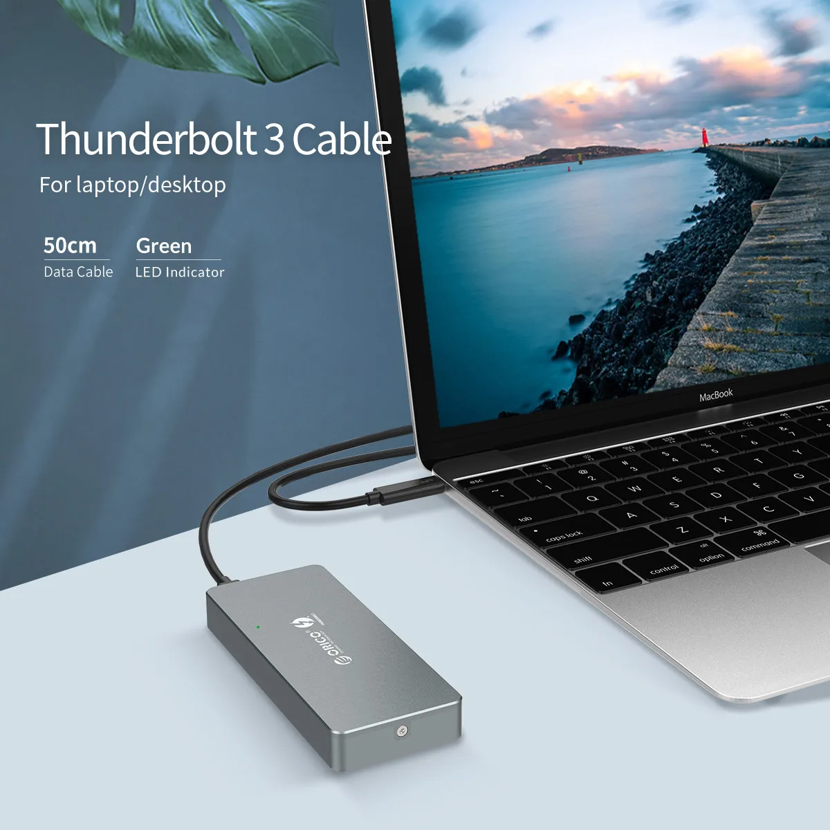 ORICO Thunderbolt 3 NVME M.2 SSD вспомогательное устройство 40 Гбит/с 2 ТБ алюминиевый тип-c с Thunderbolt 3 C до C кабель для окна Mac