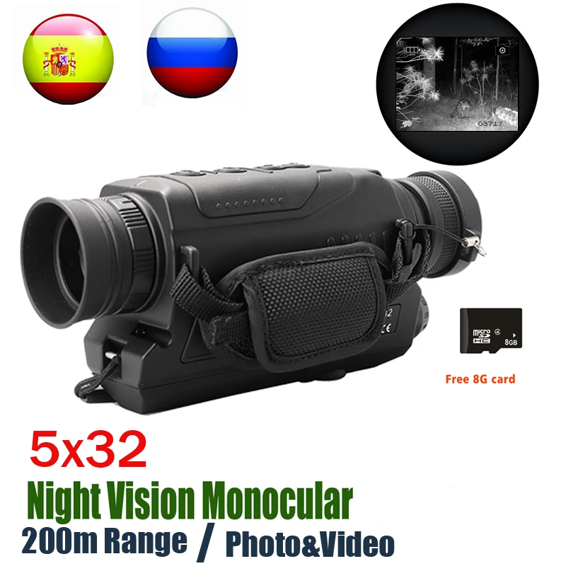200M Range NV монокулярное крепление на охотничьем прицеле 5MP оптическая система ночного видения телескоп отправка 8G TF карта бесплатная доставка - изображение