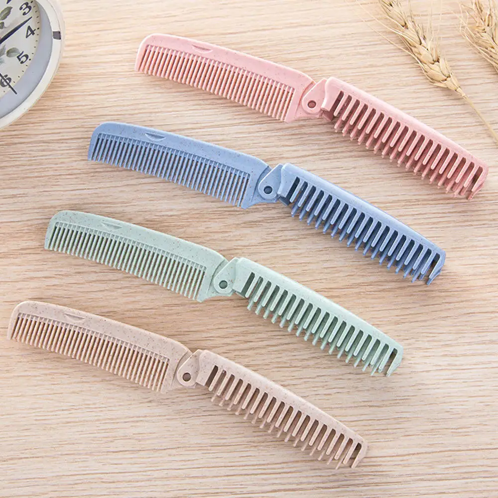 4pcs Portable Folding Hair Brush Hair Comb Anti-static Pocket Comb Travel Care Tool