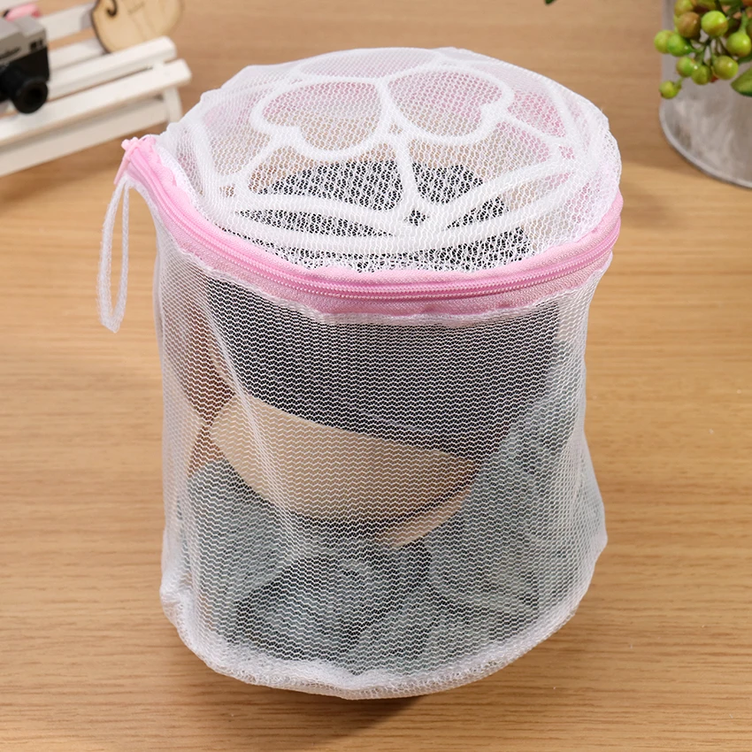 1PC Folding Bra Wash Bag Underwear Sock Washing Clothes Net Mesh Zip Pink Home Woman Laundry 150X175mm | Женская одежда