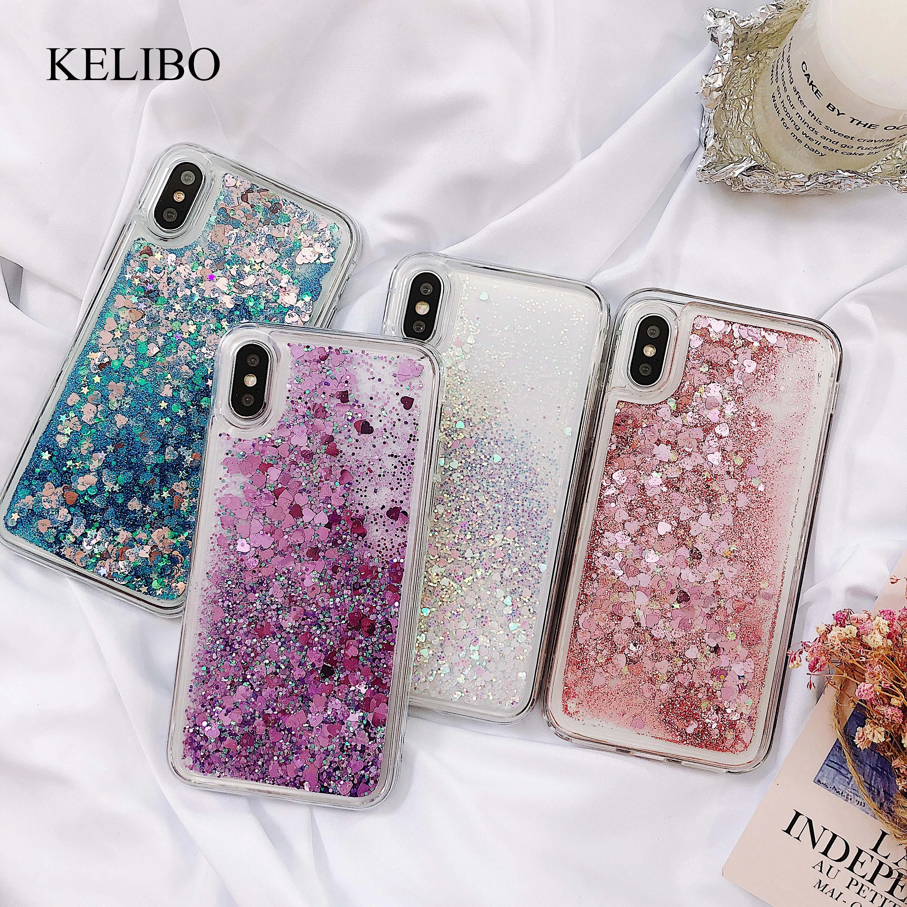 

Quicksand Phone Case for IPhone X 7 8 Plus Sequins Phone Case for IPhone 6 6s Plus XR XS Max Bling Dynamic Clear Love Heart Cute