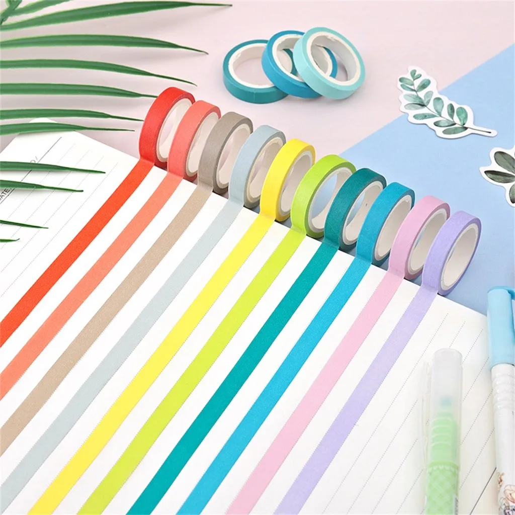 40 Rolls Washi Tape Set Rainbow Sticker Decorative Masking Tape for DIY Crafts candy-colored rainbow tape Multicolor colors