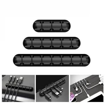 

USB Cable Organizer Wire Winder Silicone Tie Fixer Wire Management Organizador Cord Clip Car Office Desktop Phone Cables Holder