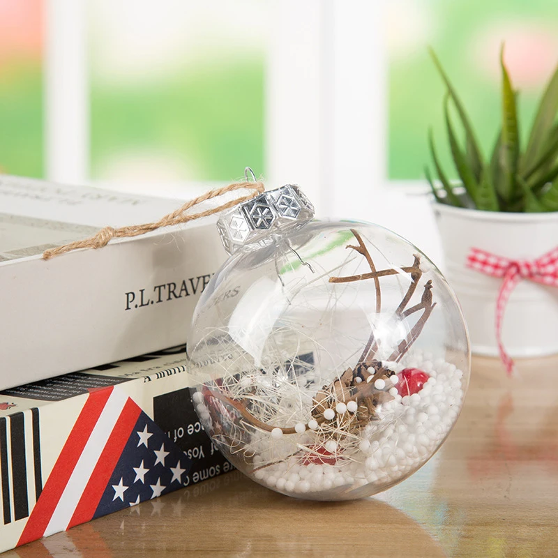10/20pcs 8cm Clear Christmas Decoration Plastic Hanging Ball Baubles Round Bauble Ornament for Christmas Tree Xmas Supplies