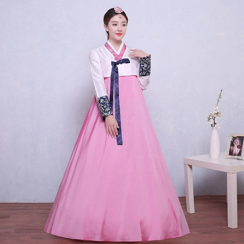 9 видов цветов, традиционная корейская одежда для женщин, платье ханбок, древний костюм, Ретро стиль, корейская мода, одежда для сцены - Цвет: Color7
