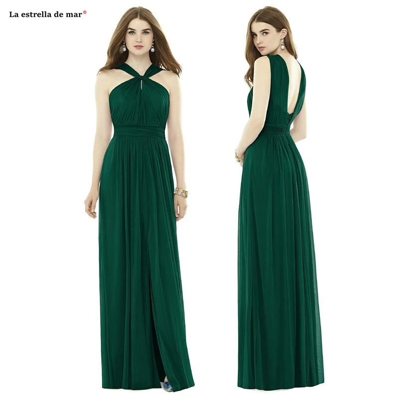 Свадебные вечерние gown2019 Новое шифоновое сексуальное платье с v-образным вырезом трапециевидной формы серого, зеленого, синего, мятного цвета для подружки невесты длинное платье vestido madrinha высокого качества