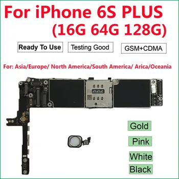 

Free iCloud Unlocked for iPhone 6S Plus motherboard logic board and Touch ID Button 16GB 64GB 128GB 6S+ White Gold Black Pink