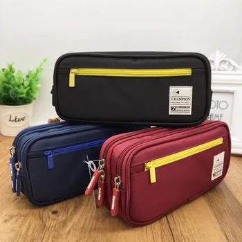 

High-end canvas pencil box stationery cute large stationery box boy girl creative zipper thick storage box school school supplie