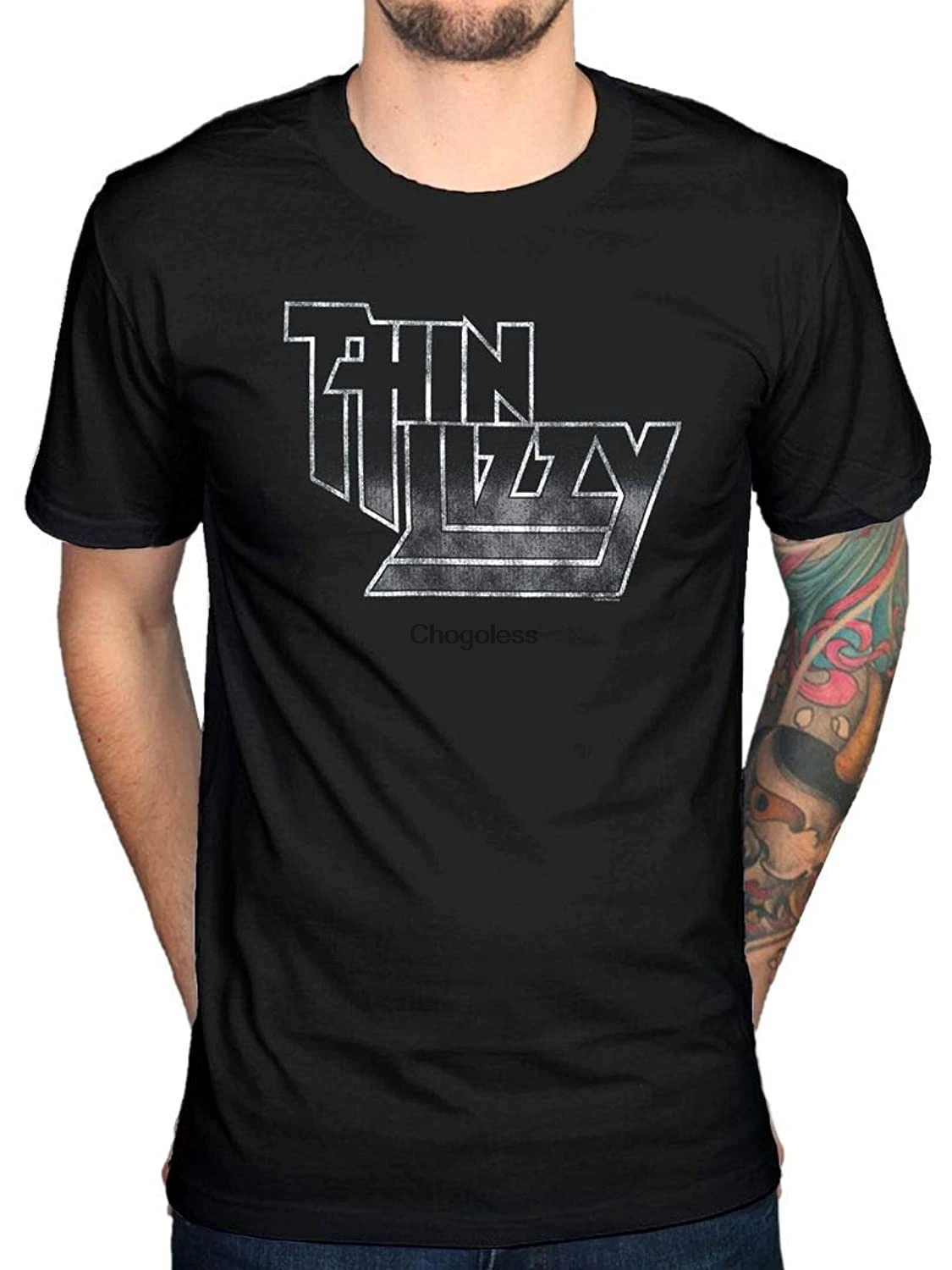 Официальная тонкая черная футболка с градиентом и логотипом Lizzy |