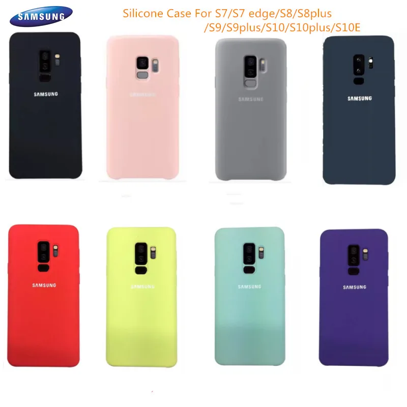 

Original Samsung Galaxy S7 S7edge/S8 S9 S10 Plus S10E Silicone Case Protective Cover back coque for S10 lite S9 + S8+ with logo