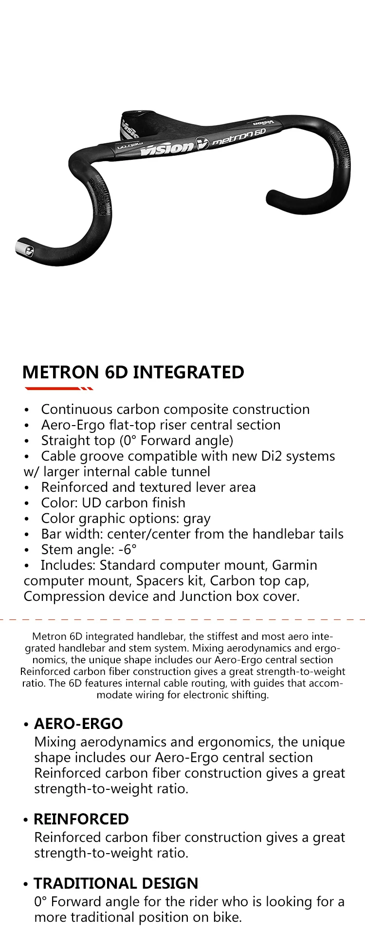 VISION METRON 6D Road Bicycle Handle 
