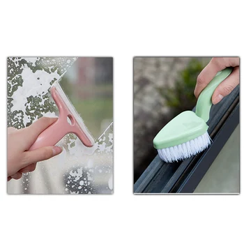 

2-in-1 Cleaning Brush Double Head Window Scraper Triangular Brushes Wiper Stains Reomver _WK