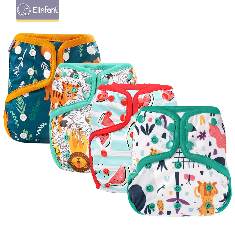Elinfant reusable 1pcs diaper cover + 1pcs hemp cotton insert baby cloth diaper cover