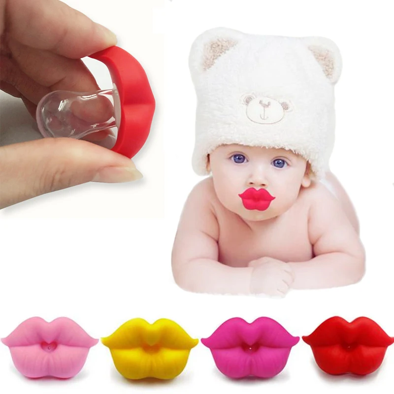 

New Fashion Funny Dummy Dummies Pacifier Novelty Lips Babys Child Soother Lips Nipples Kids Gift Safe Pacifier 5 color