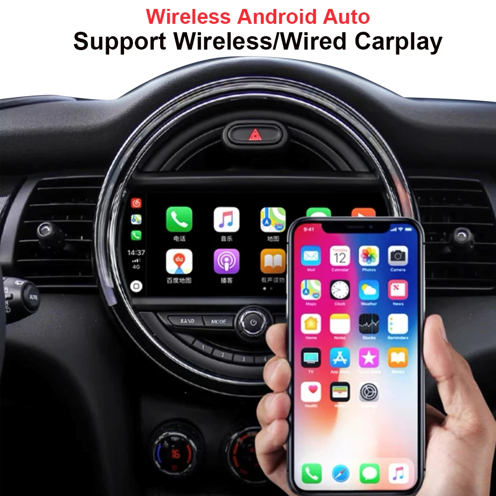 Wireless Apple CarPlay Android Auto Decoder For BMW Mini Cooper F54 F55