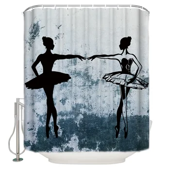 

Ballet Dancer Danced Wall Shower Curtain Waterproof Curtains Polyester Bath Curtain Bathroom Decor 12 Hooks