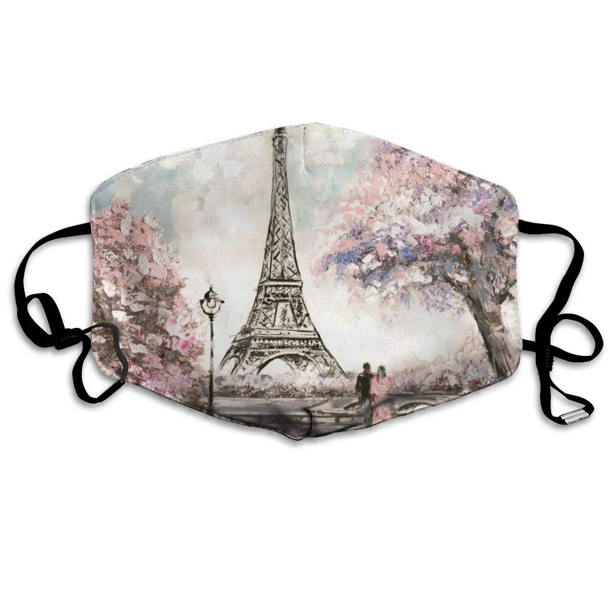 

Oil Painting View Of Paris Washable Reusable Mask, Cotton Anti Dust Half Face Mouth Mask For Kids Teens Men Women With