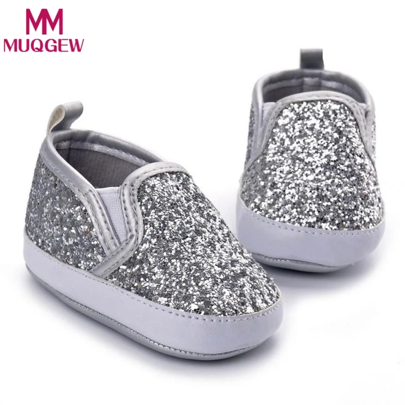 

Newborn Girls Boys Crib Shoes Soft Sole Anti-slip Baby Sneakers Sequins Shoes
