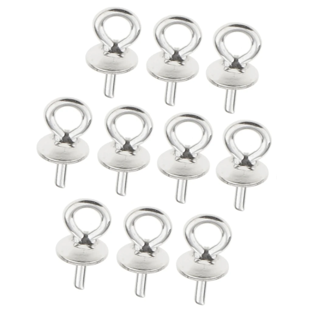 10x 925 Sterling Silver Pearl Bails Charms Pendant Connetcor For Jewelry Making