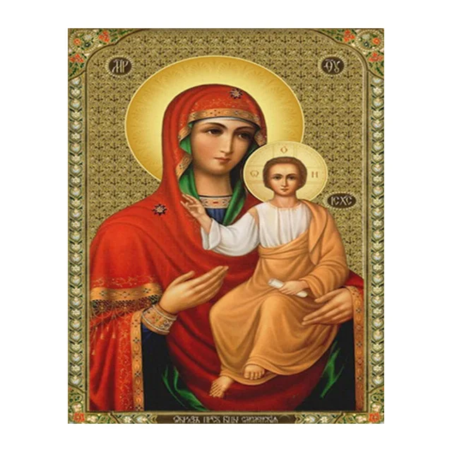 Round Full Diamond Embroidery Religion Icon DIY Cross Stitch Diamond Painting Virgin Mary Rhinestone Full Drill Diamond Mosaic - Цвет: 24