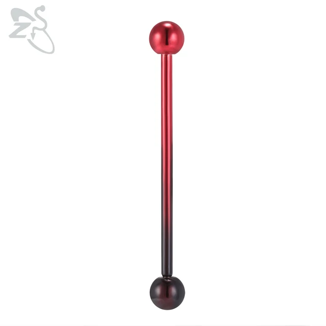 ZS 1 PC Colorful Stainless Steel Long Industrial Barbell Ring For Women Men 14g Snake Ear Tragus Helix Ear Piercing Body Jewelry Style 13