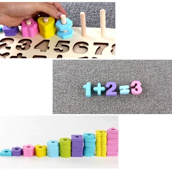 

Kids Early Education Wooden Montessori Geometric Toys Digital Math Toys Matching Learning Toy Learn Count Numbers Toys Kit