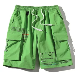 Short d'été Harajuku pour hommes, pantalon Cargo décontracté à poches multiples, de haute qualité, Hip Hop, Streetwear, noir, grande taille, Bermuda 