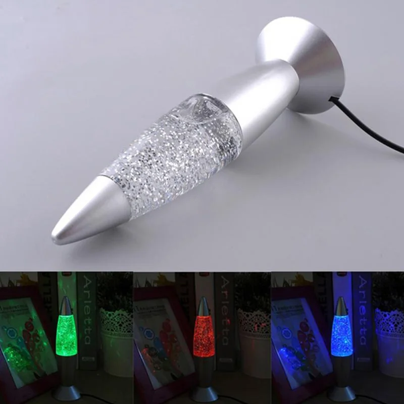 

3D RGB Multi Color Changing Lava Lamp With Rope Creative LED Night Light Silver For Home Decoration Night Lamps