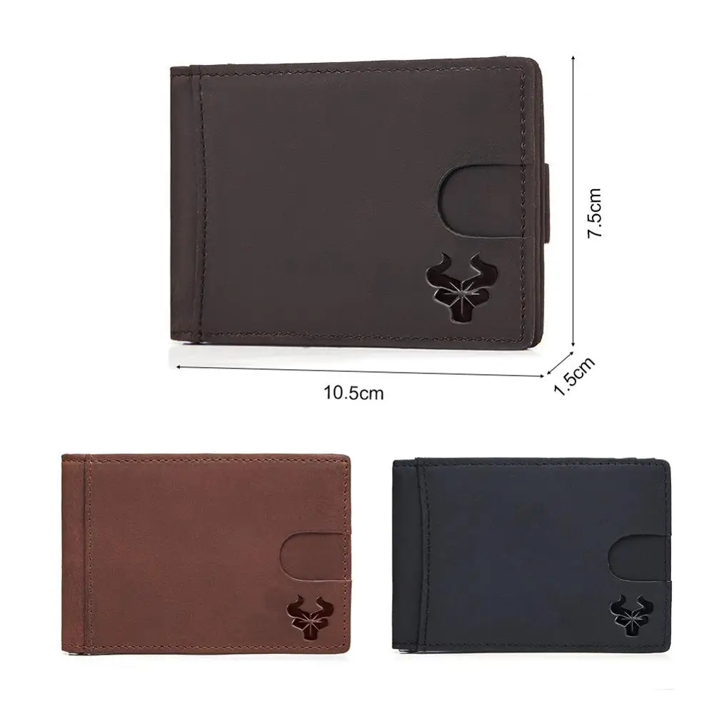 Skup Znane marki mężczyźni Bifold biznes skórzane pieniądze klipy moda RFID portfel męski Mini karty portfel darmowe grawerowanie 2019 Hot