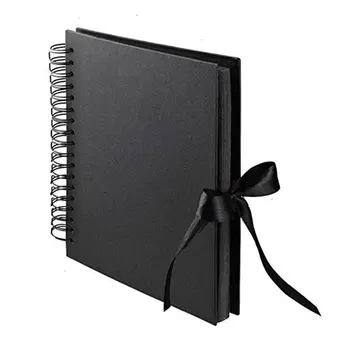 

DIY album bow ribbon handmade album Kraft paper Black card scrapbook Paper Humanized Design Spiral bound