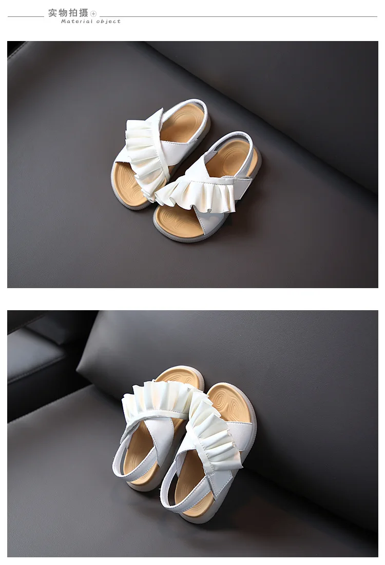 2020 New Summer Children's Sandals Leather Ruffles Toddler Kids Shoes Girls Princess Sandals Fashion Little Baby Shoes 21-30