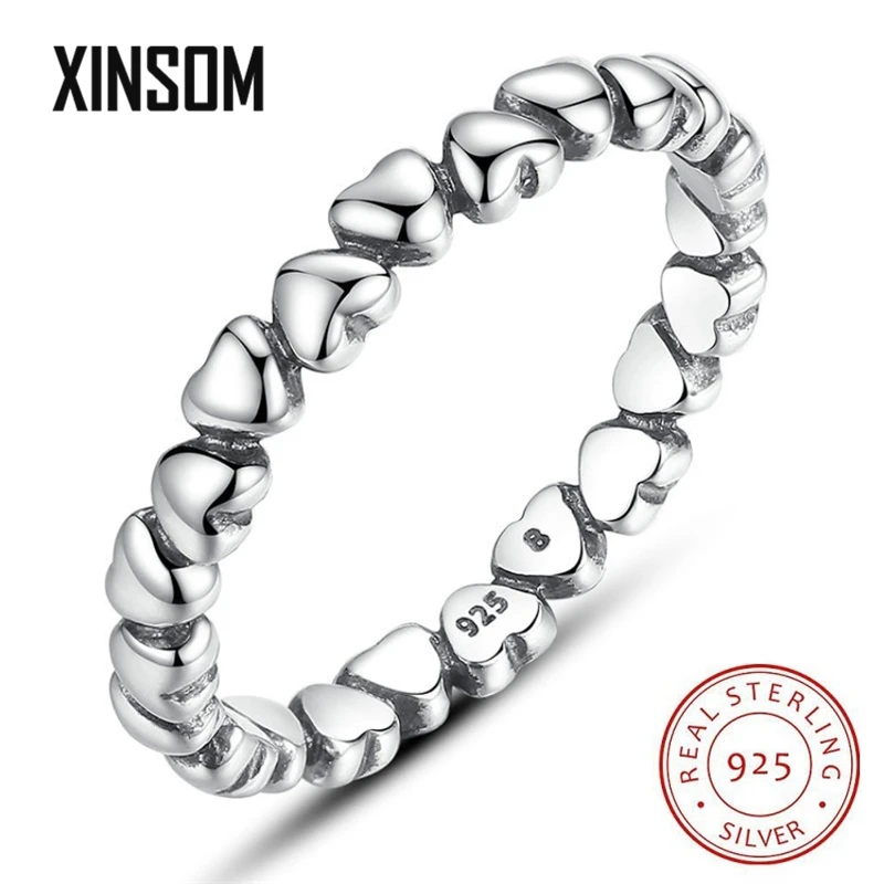 

XINSOM 925 Sterling Silver Romantic Love Heart Finger Rings For Women Fashion Party Wedding Rings Fine Jewelry Gifts 20XS1214