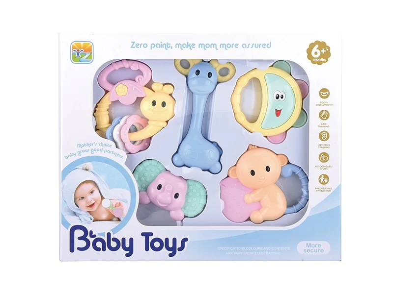 

Hand Rattle Baby Toys Educational GIRL'S And BOY'S Early Education Newborn CHILDREN'S Baby Rattle Teether 5-Piece Set Hot Sellin