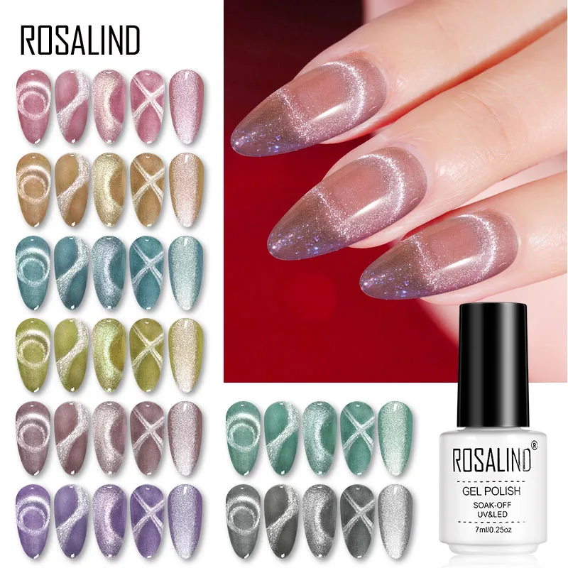 ROSALIND 7 мл 9D Гель лак для ногтей с эффектом кошачий глаз Магнитный набор гель 5D