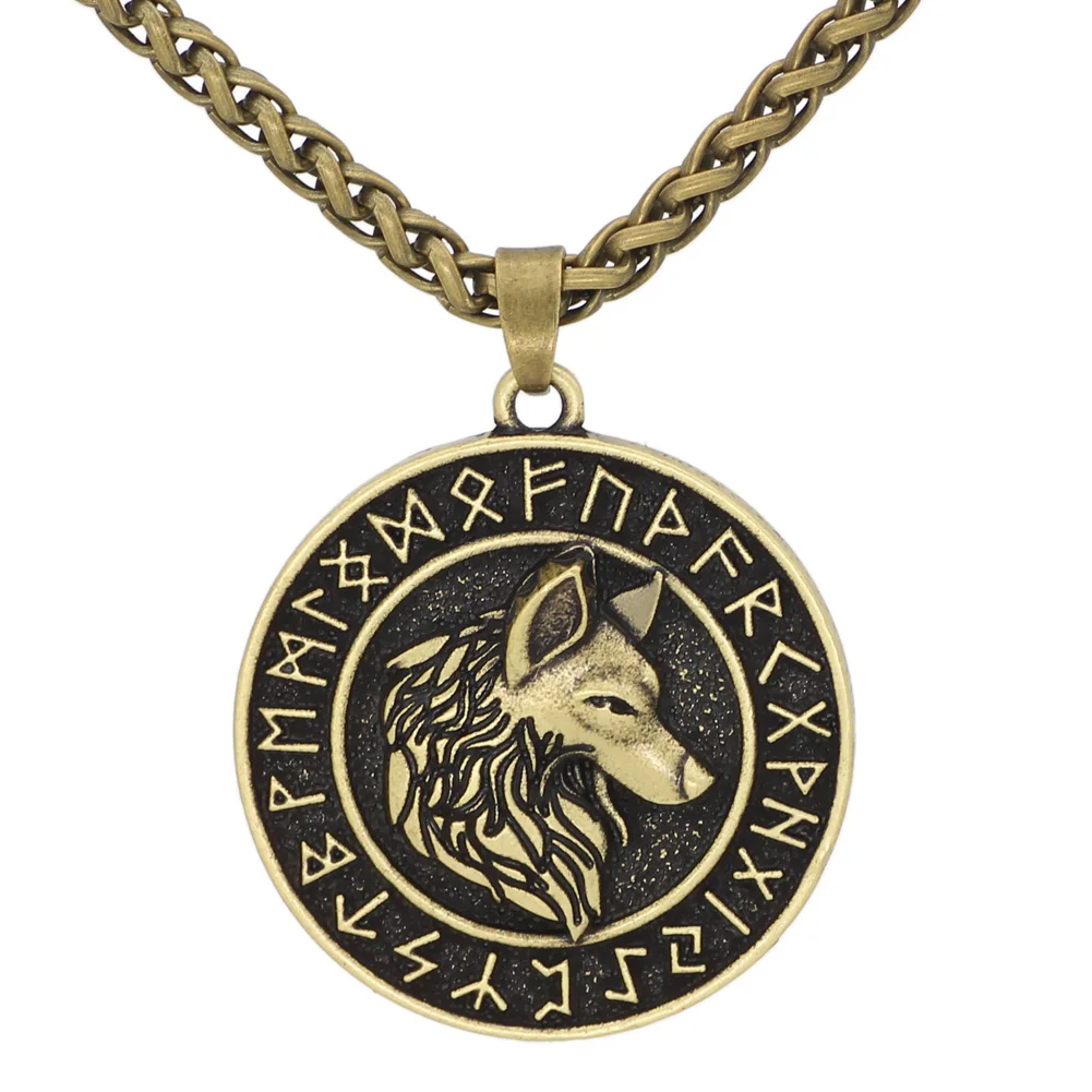 Скандинавский Викинг odin wolf Geri и Freki rune ожерелье с подвеской в форме руны Norse