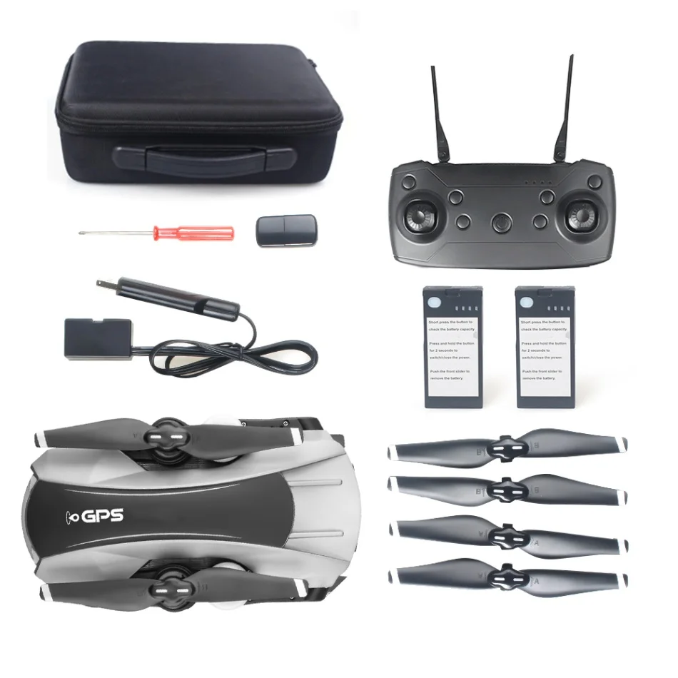 65G RC селфи gps Дрон 5G Wifi FPV складной RC Квадрокоптер с HD камерой 2K Следуйте за мной высота удержания Дрон - Цвет: Grey 2B With Bag