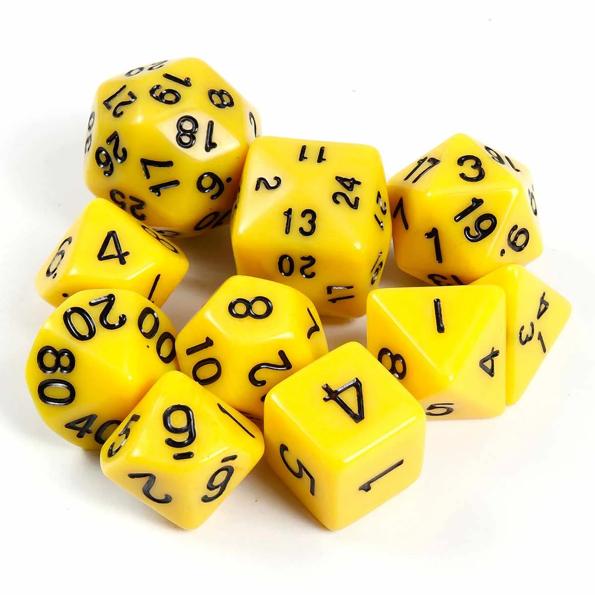 10pcs Acrylic Yellow Polyhedral Dices Toys D4-D30 for Roleplaying Game Gifts 