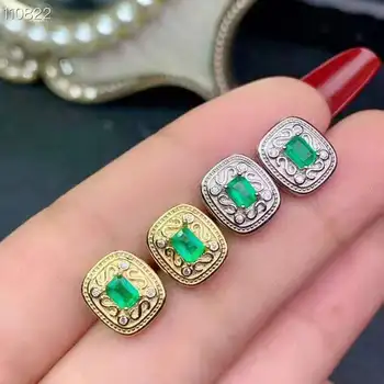 

Natural emerald Earring fashionable gem quality 925 silver 3x4mm