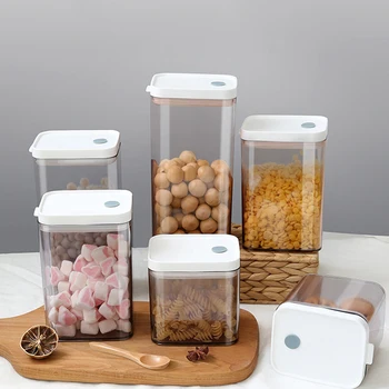 

Kitchen Moisture-proof Sealed Jar Plastic Transparent Grain Fresh-keeping Jar Can Be Stacked With Dried Fruit Snack Storage Jar