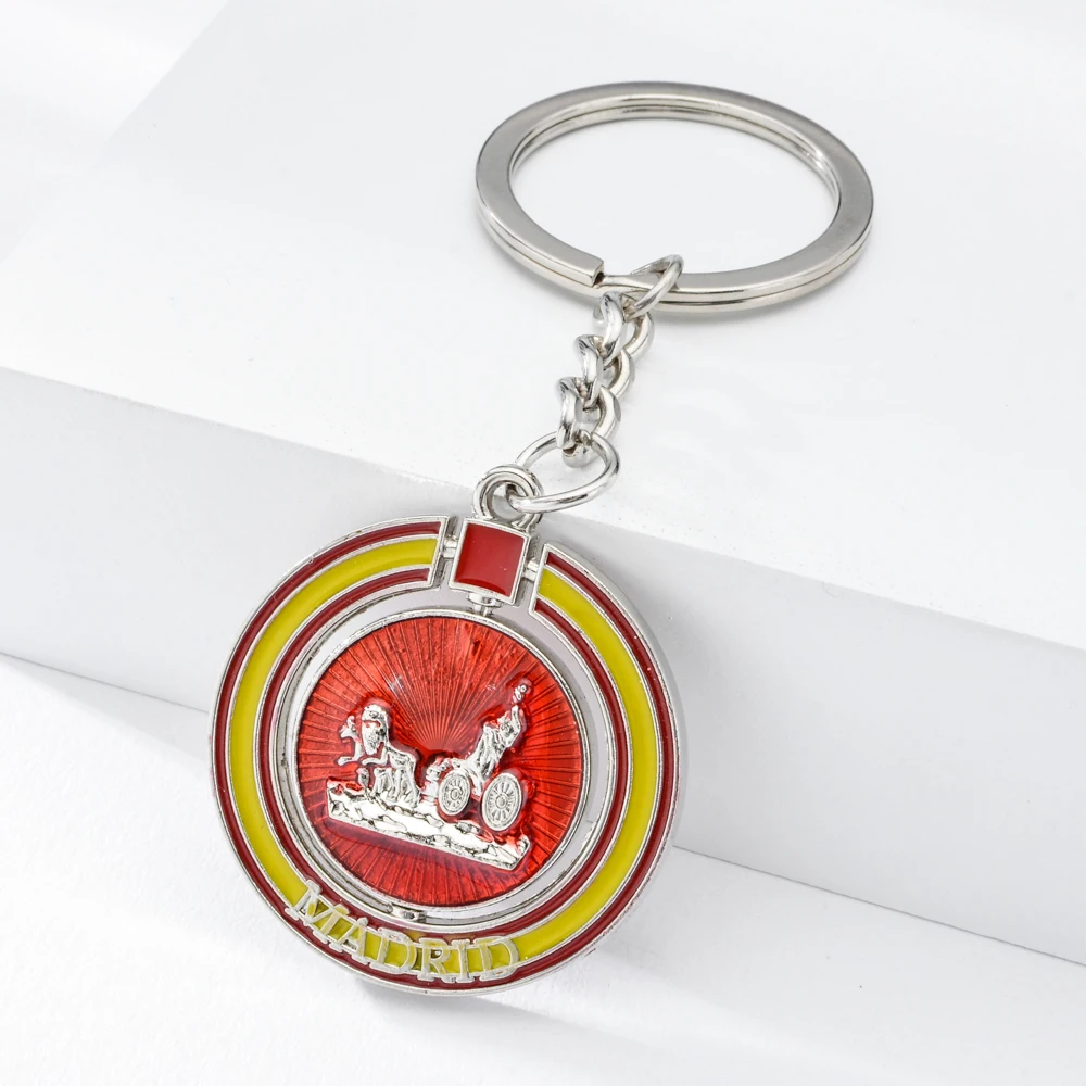 

Vicney Spain Round Keychain Madrid Rotatable Round Key Chain Key Ring For Key Madrid Tourist Souvenir For Best Friend Gift